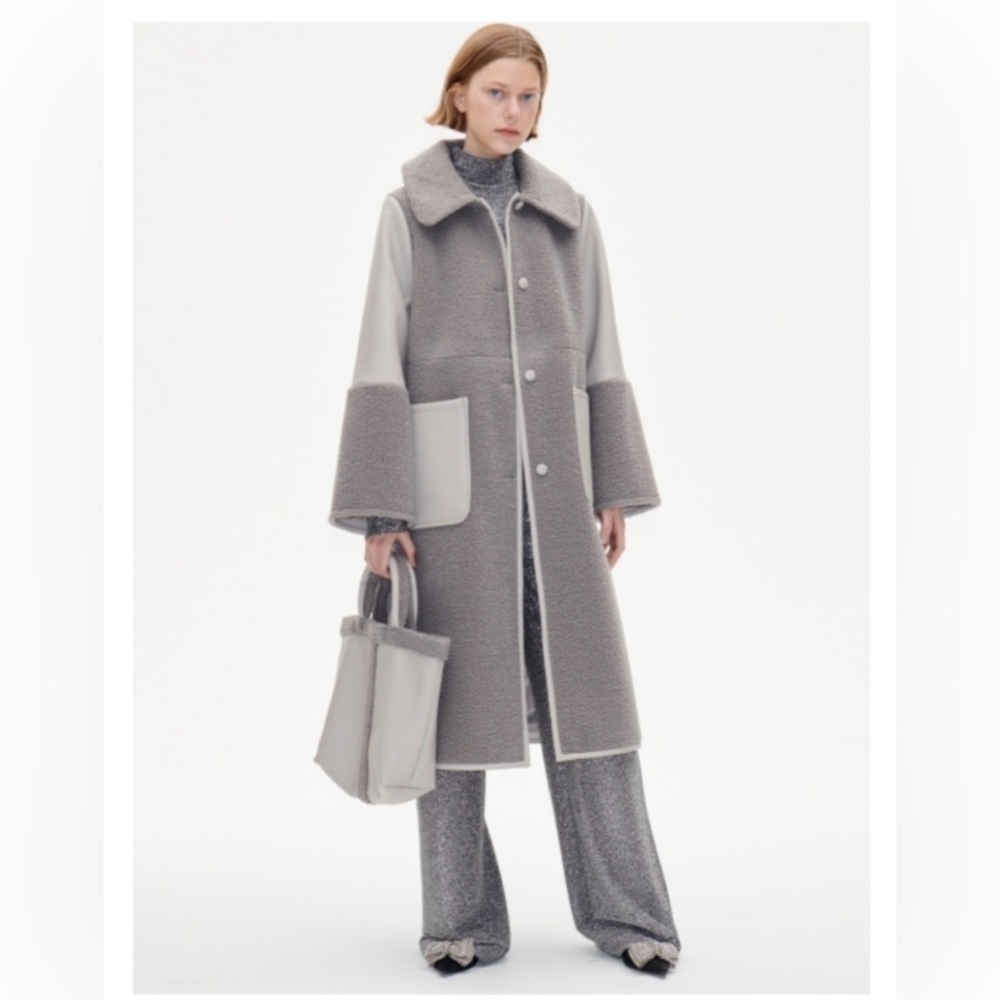 Baum und pferdgarten Gray Long leather & fur Coat size 6
